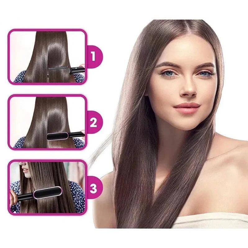 Escova Alisa e Modela Sem Frizz - 3 em 1 - Estilo Perfeito