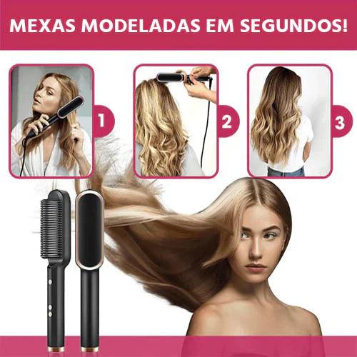 Escova Alisa e Modela Sem Frizz - 3 em 1 - Estilo Perfeito