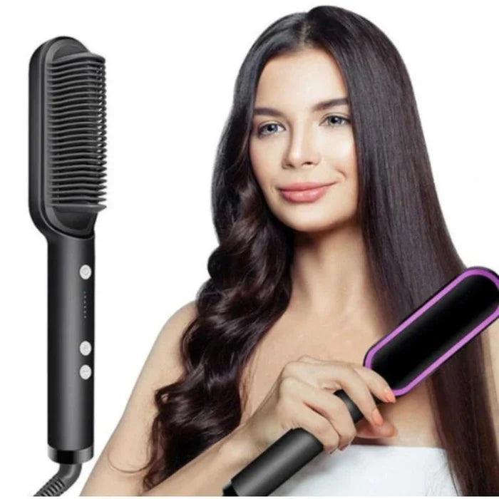 Escova Alisa e Modela Sem Frizz - 3 em 1 - Estilo Perfeito